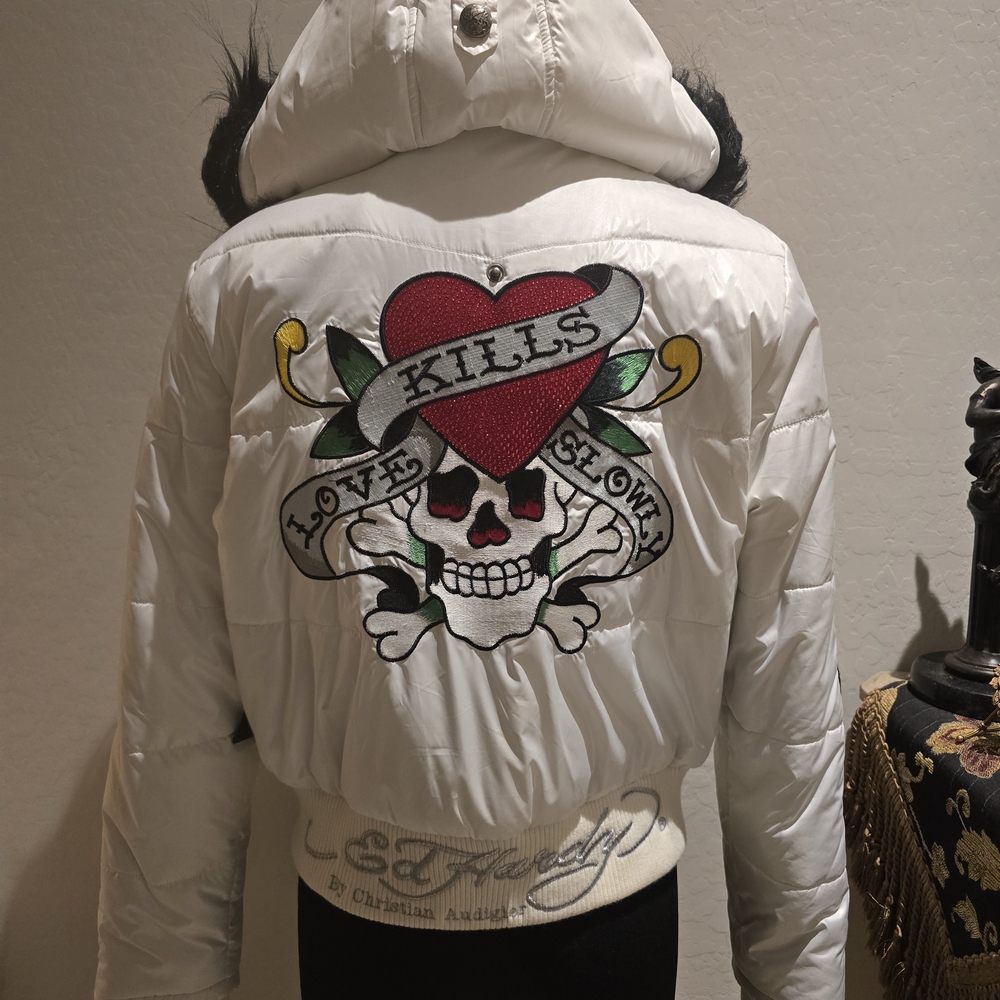 Christian Audigier Ed Hardy Women’s Puff Jacket Hoodie